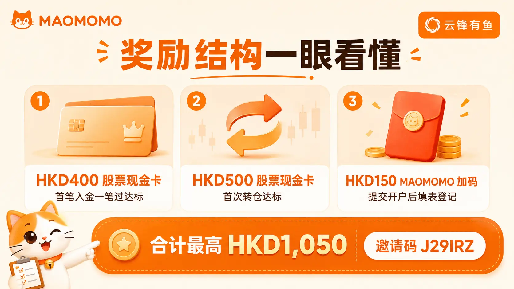 MAOMOMO 云锋有鱼新客奖励结构图