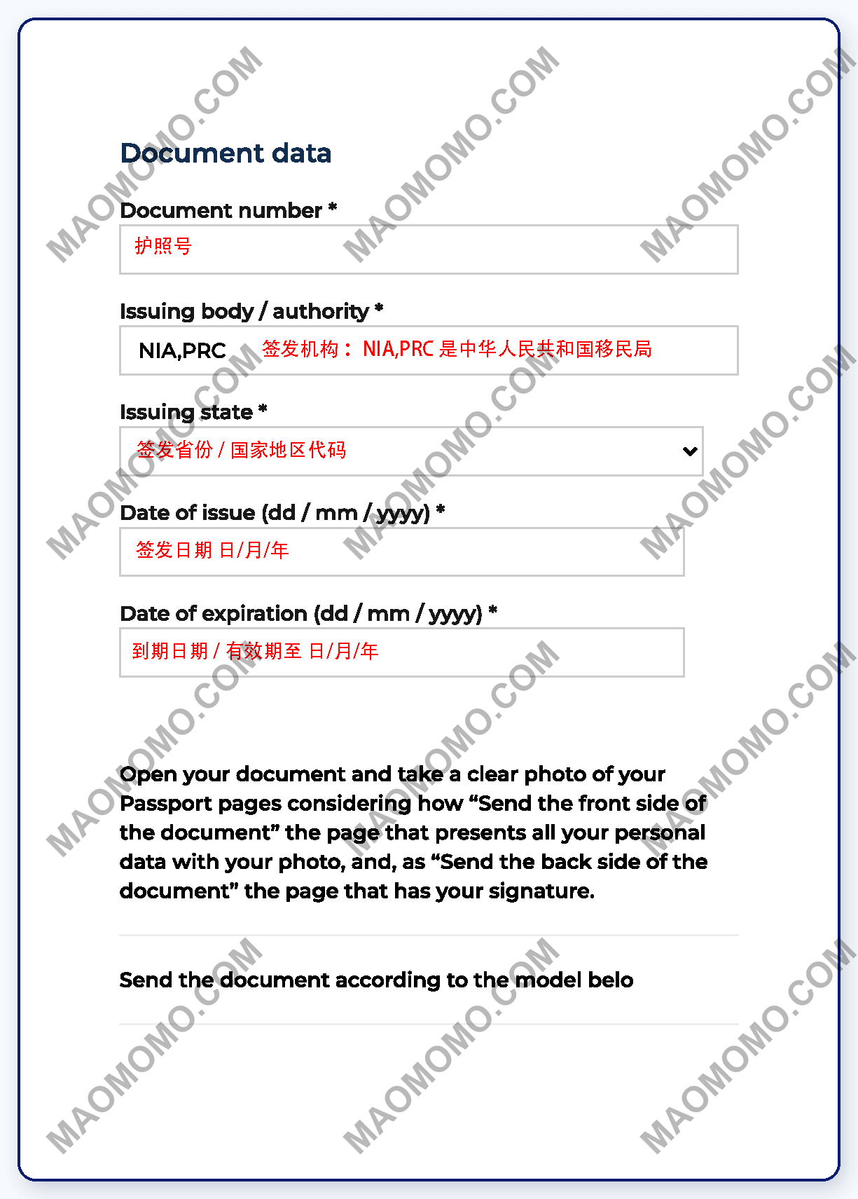 KYC 填写护照资料