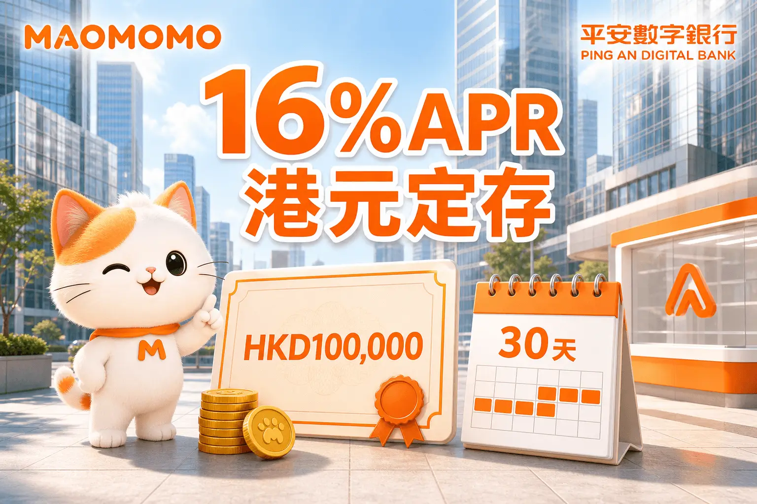 平安数字银行16%APR港元定存利息测算图