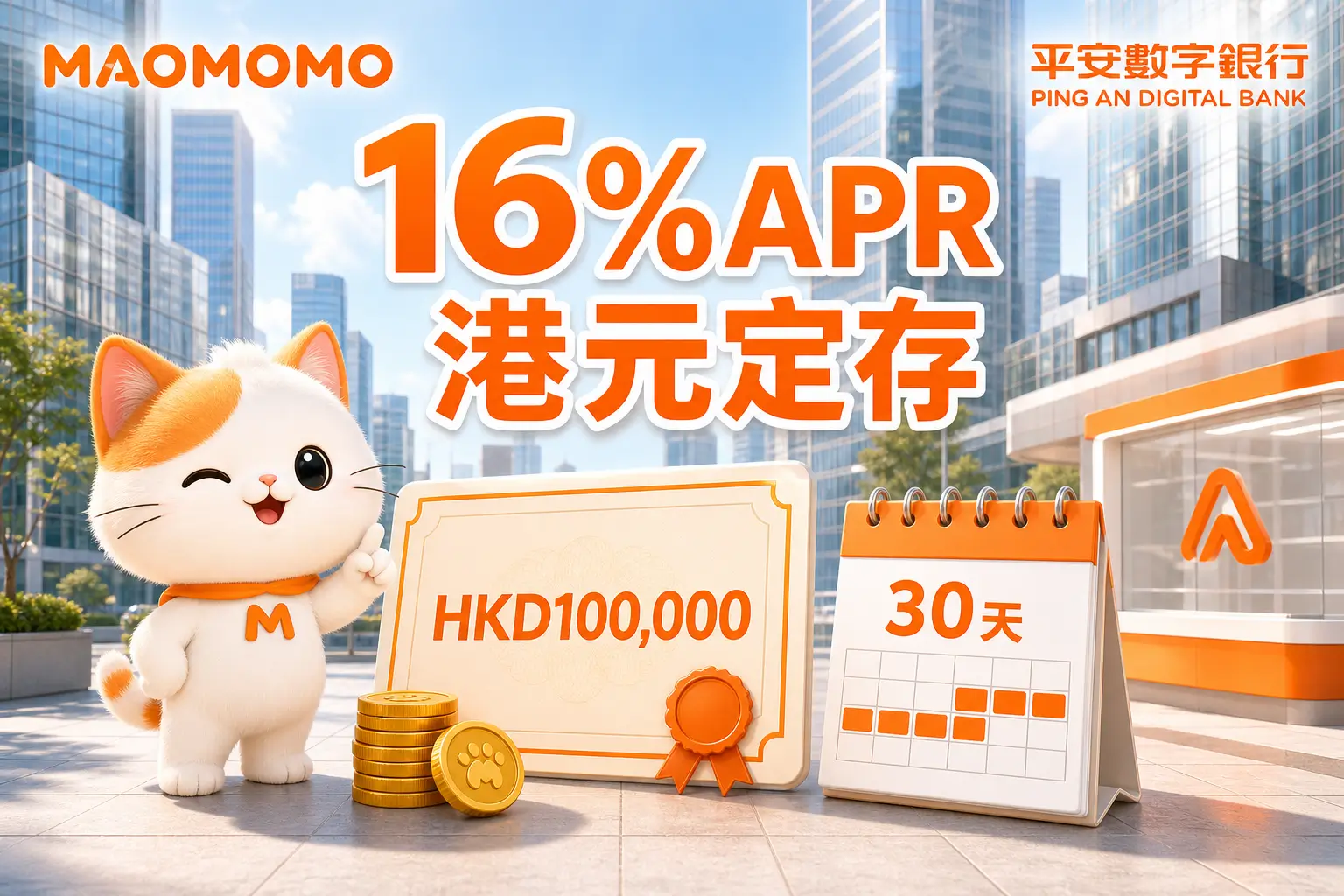 平安数字银行16%APR港元定存利息测算图