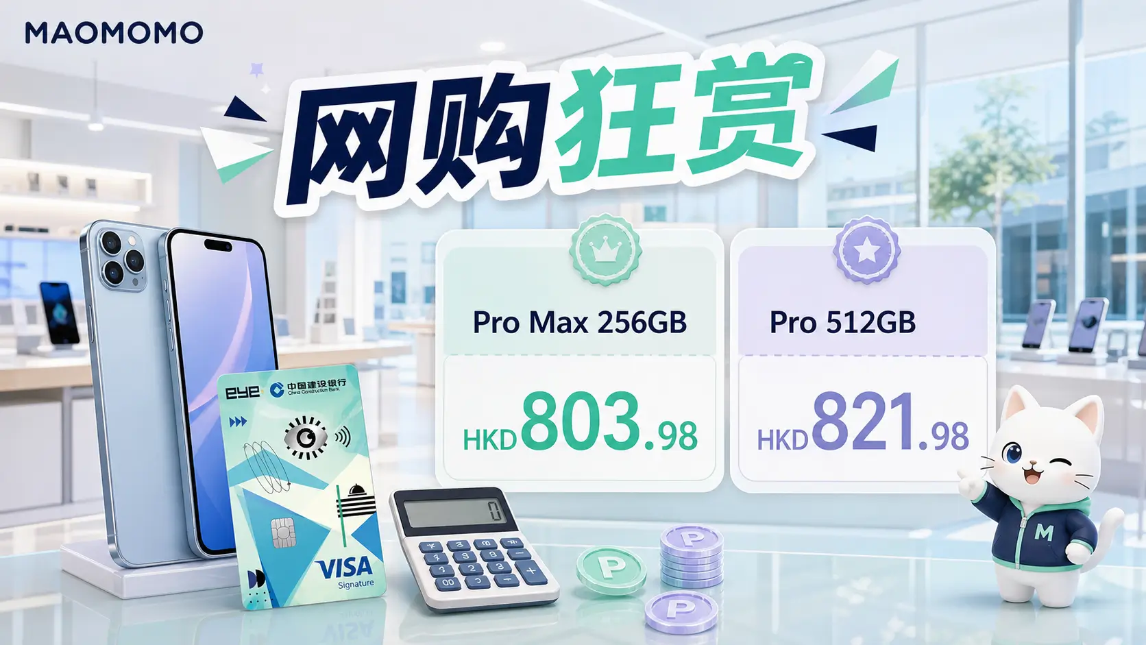 建亚网购狂赏线上优惠测算 建亚「网购狂赏」Pro Max 256GB 与 Pro 512GB 优惠计算图