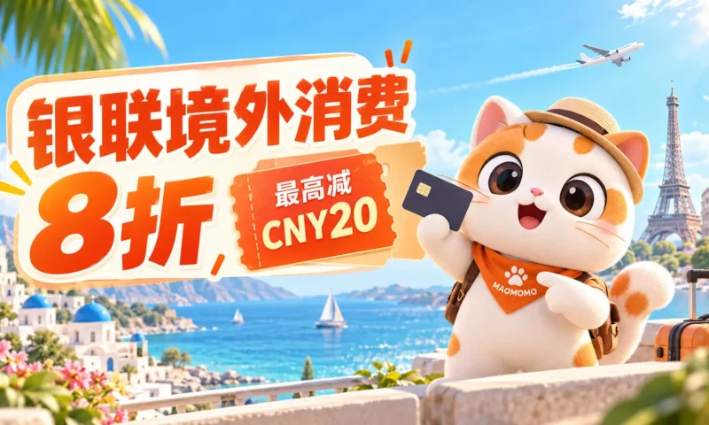 MAOMOMO 银联境外消费 8 折优惠封面图，最高减 CNY20