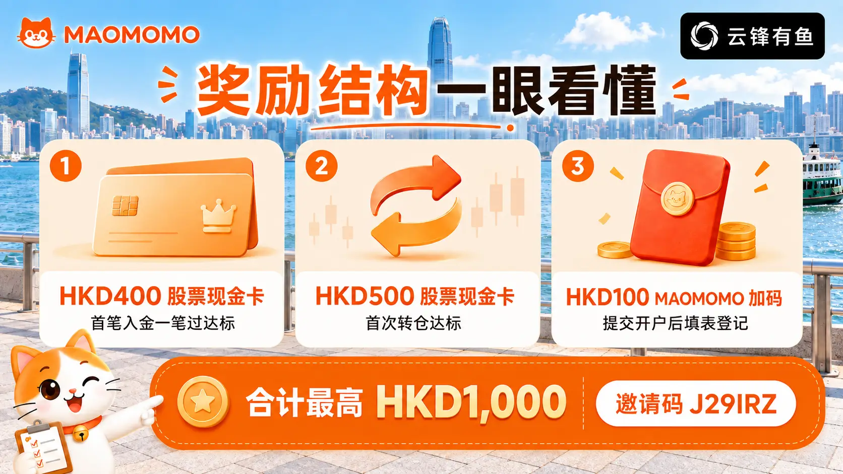 MAOMOMO 云锋有鱼新客奖励结构图