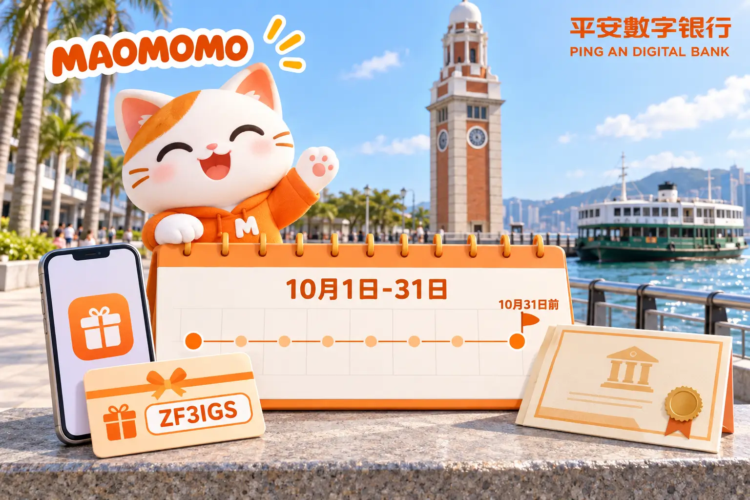 平安数字银行10月活动时间线 平安数字银行10月开户、定存和现金回赠操作时间线图