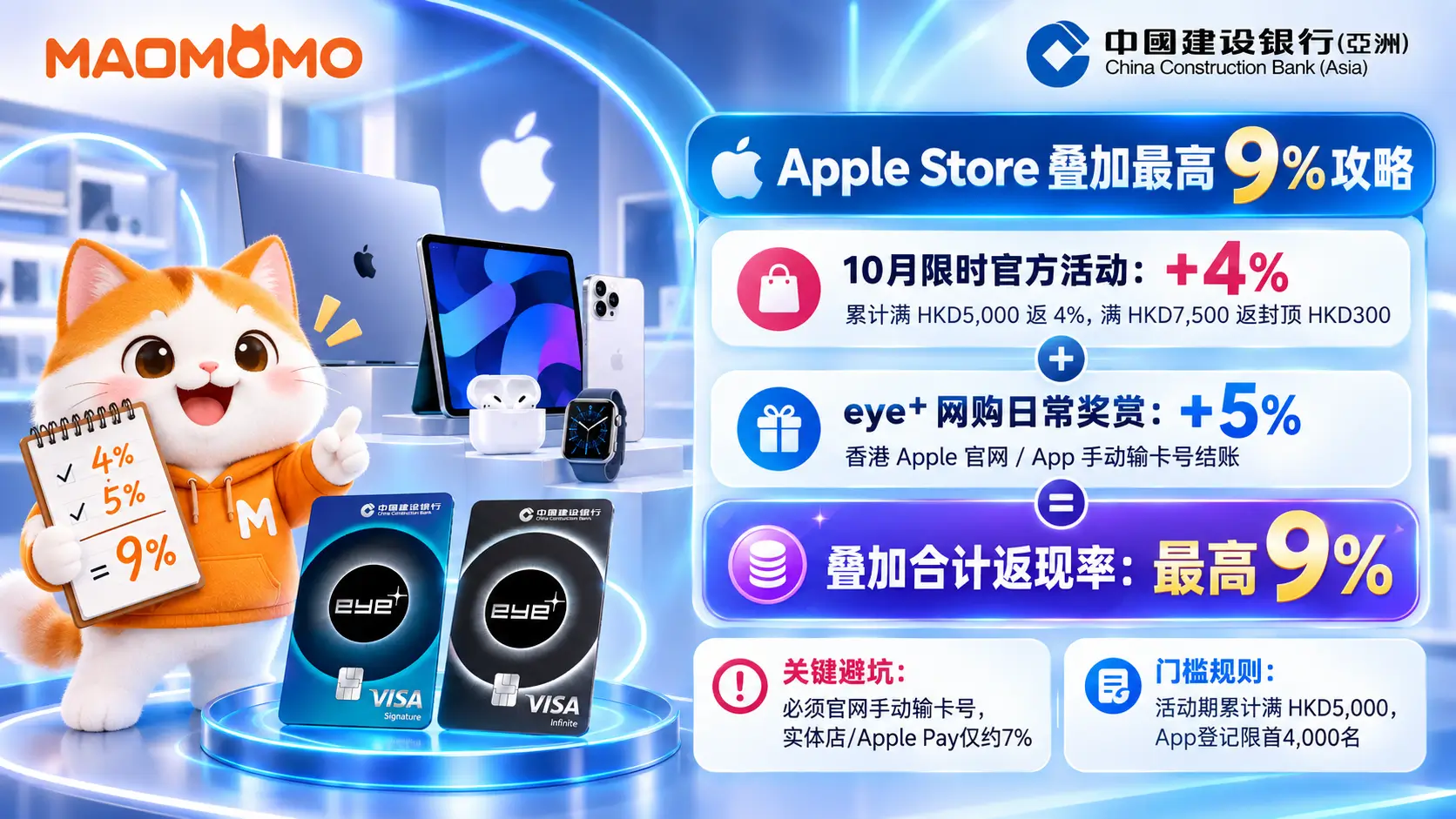 ccb-asia-eye-plus-credit-card-2026q4-apple-store-03.png 建行(亚洲)eye+ 10月 Apple Store 叠加最高 9% 攻略图