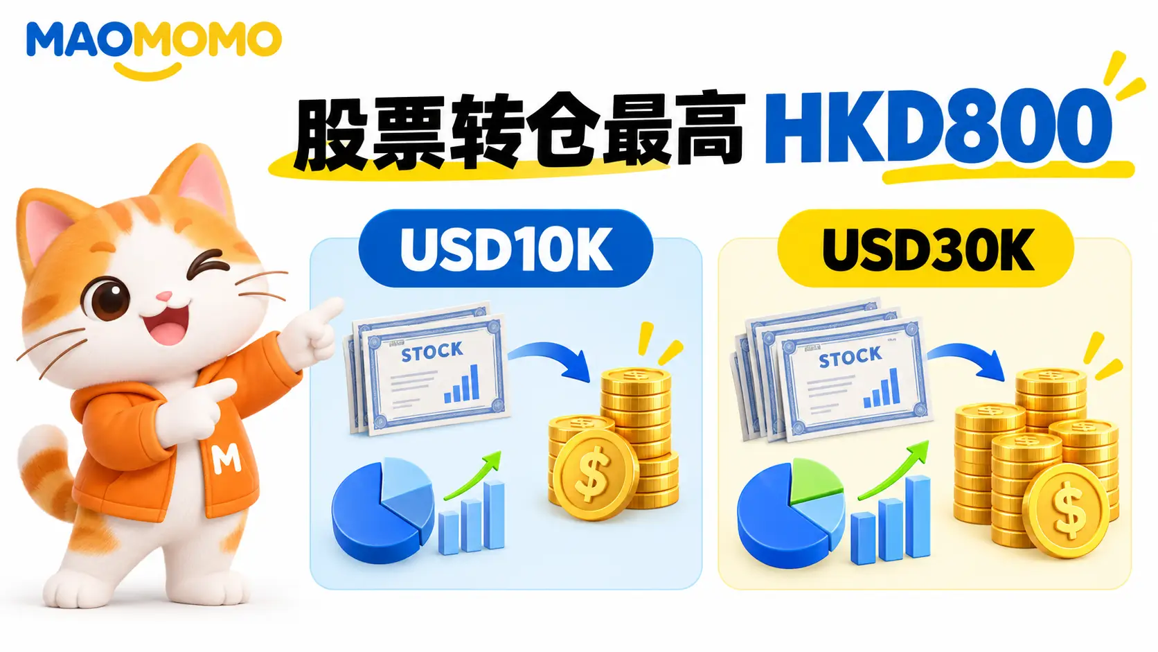 MAOMOMO 腾达证券股票转仓最高 HKD800 奖励两档对比